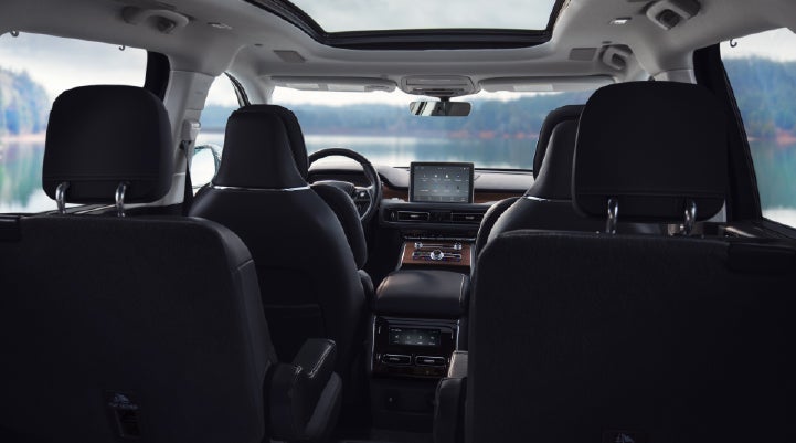 The interior of a 2024 Lincoln Aviator® SUV from behind the second row | Kindle Lincoln in Cape May Court House NJ
