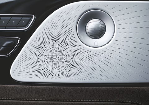 Two speakers of the available audio system are shown in a 2024 Lincoln Aviator® SUV | Kindle Lincoln in Cape May Court House NJ